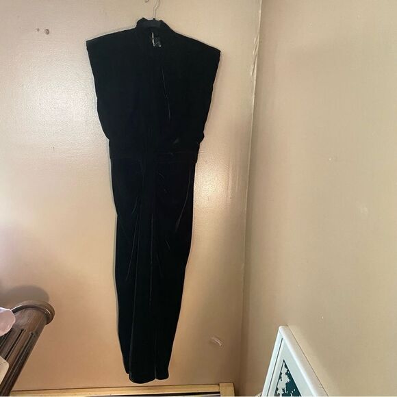 Sabina Musayev Leda Midi Dress Black Velvet open back goddess gown Revolve L - Picture 15 of 16